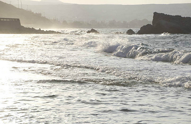 Waves Sweeping Along the Shore
